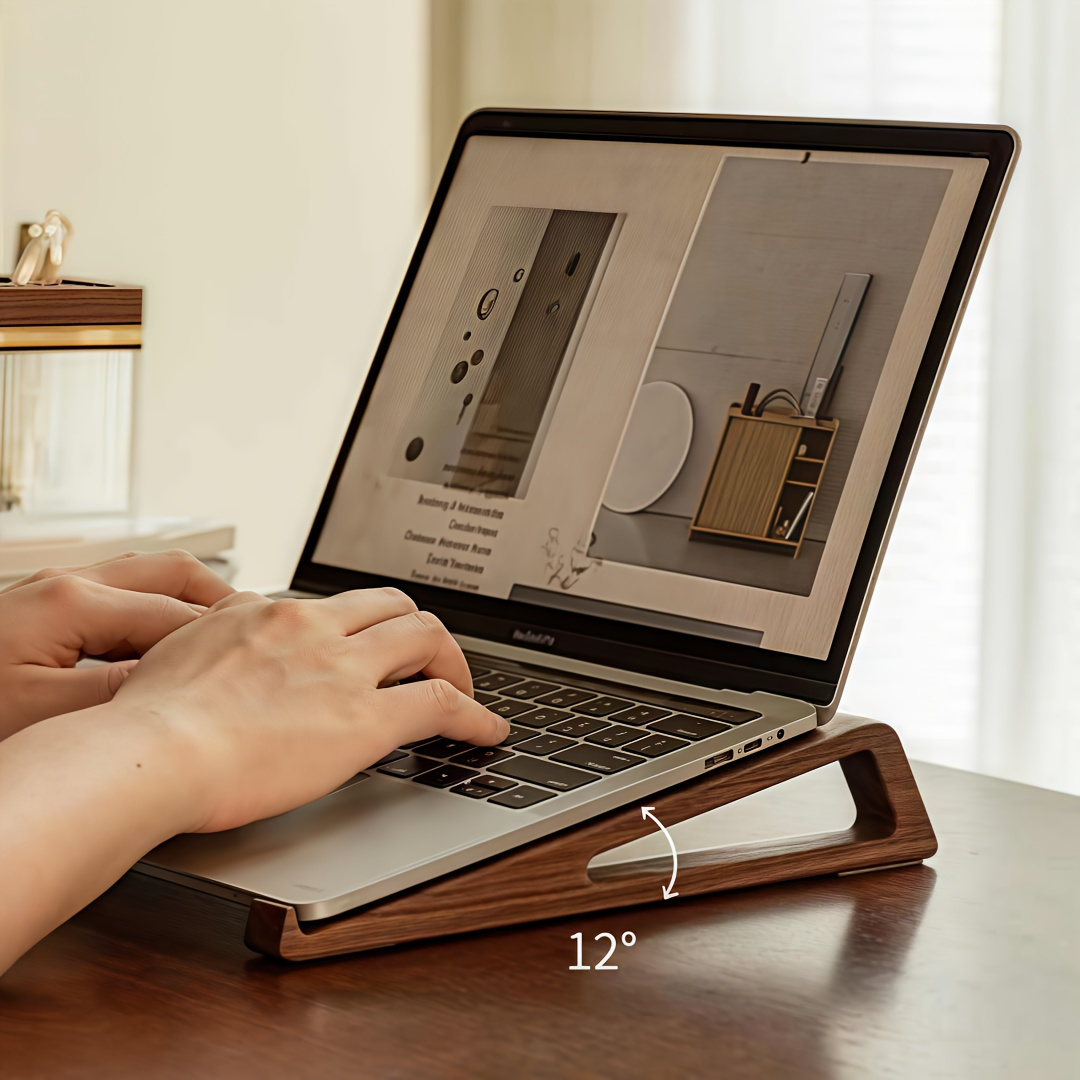 Laptop Stand Bamboo - Suporte portátil dobrável de madeira para