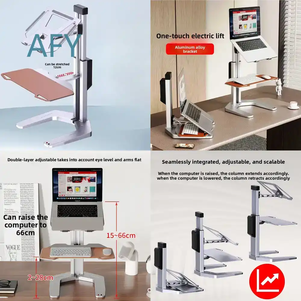 Laptop Stand Bamboo - Conversor de Mesa Elétrica Ajustável em