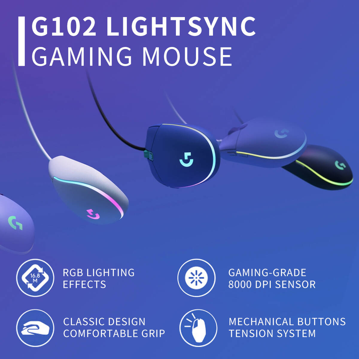 Mouse Gamer RGB com Fio Logite - Logitech Mouse G203 avaliação e preço